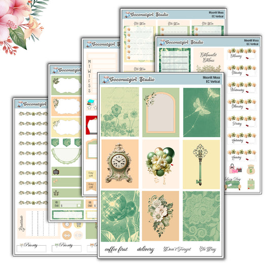 Moonlit Moss Weekly Kit planner stickers