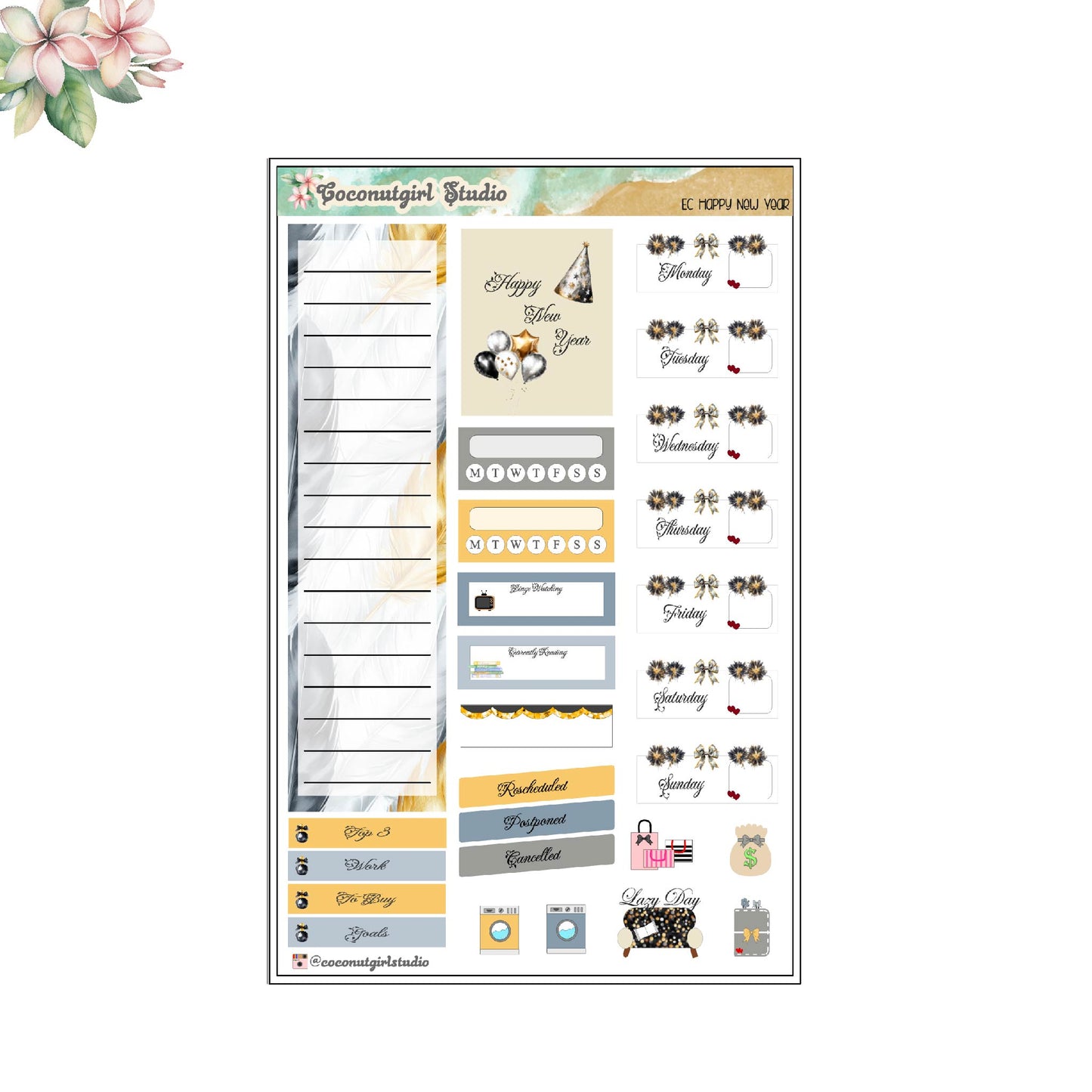 New Year Weekly Kit planner stickers