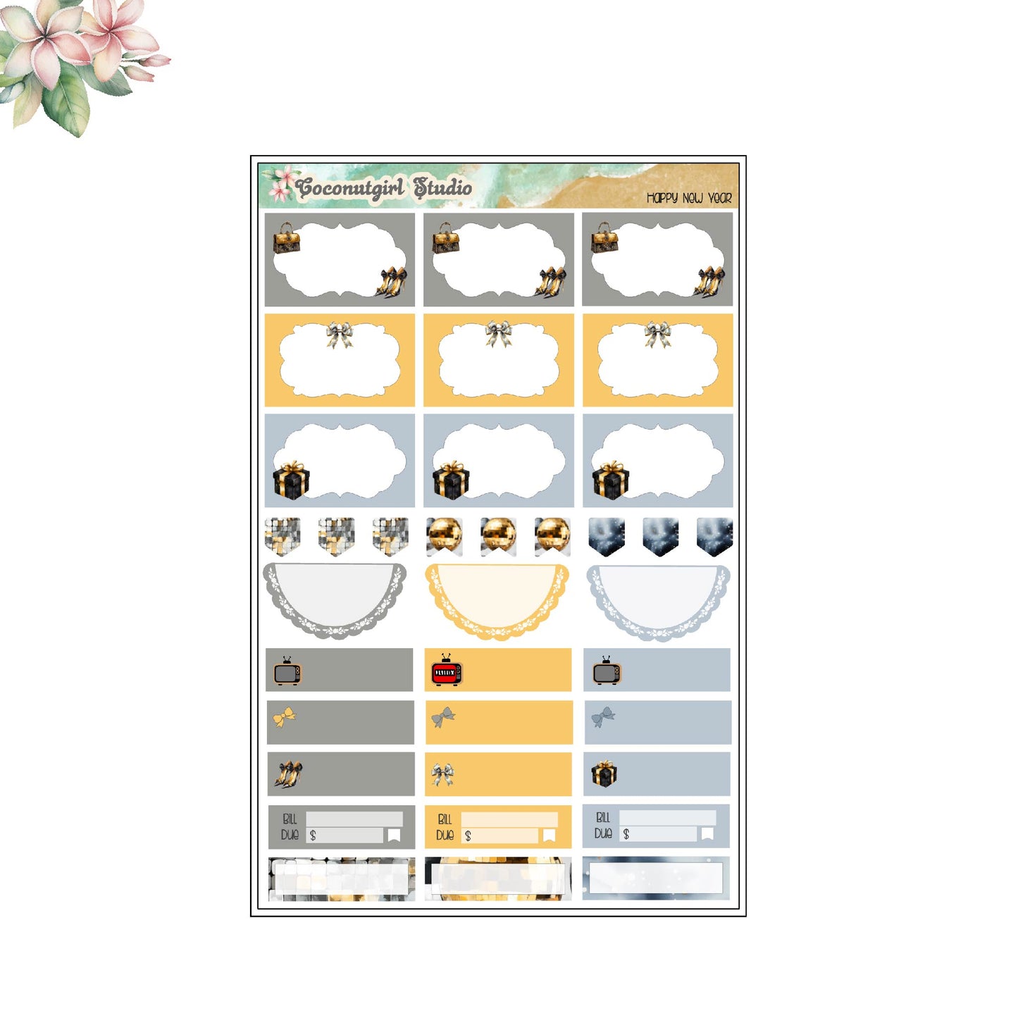 New Year Weekly Kit planner stickers