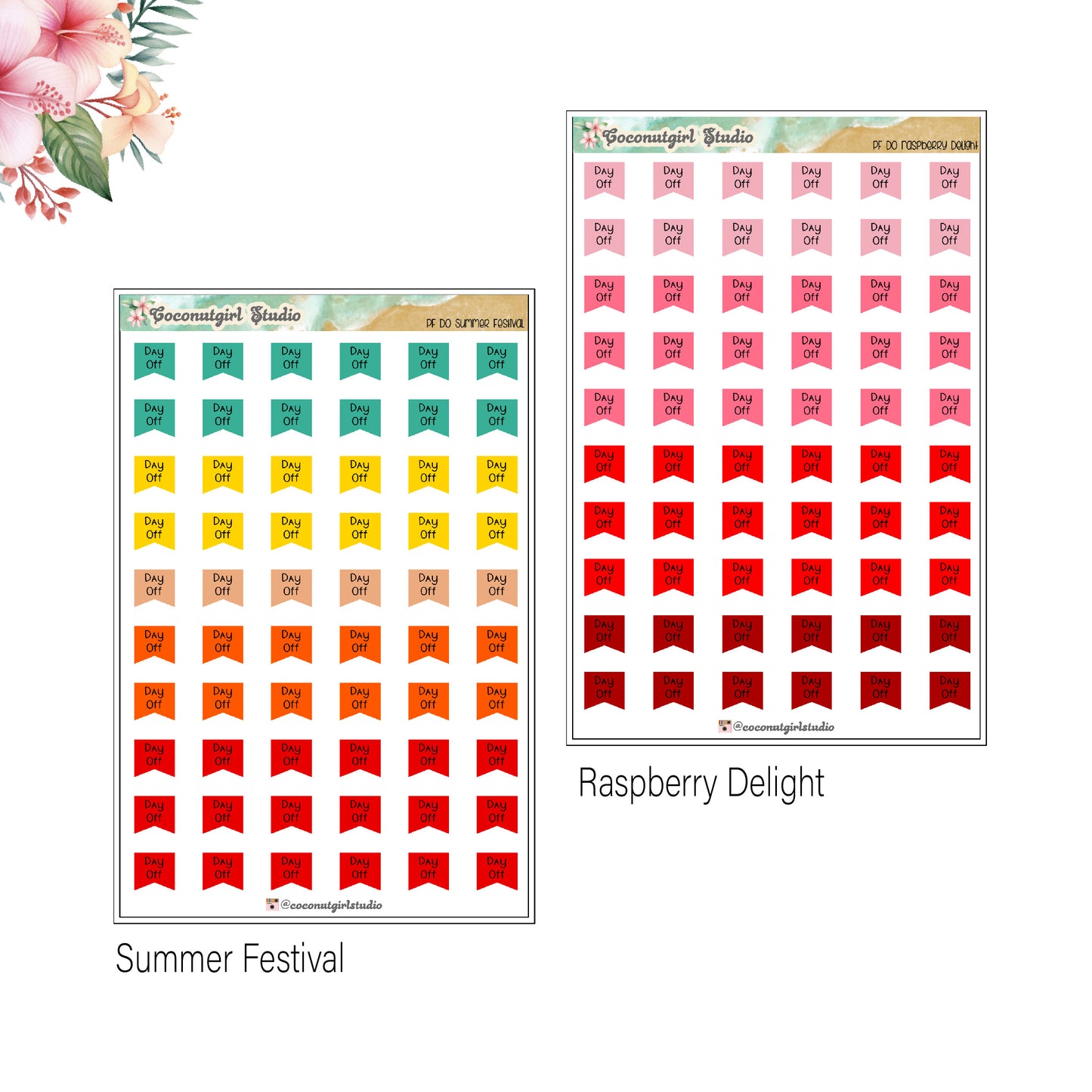 Day Off Page Flag Planner Stickers Work / School