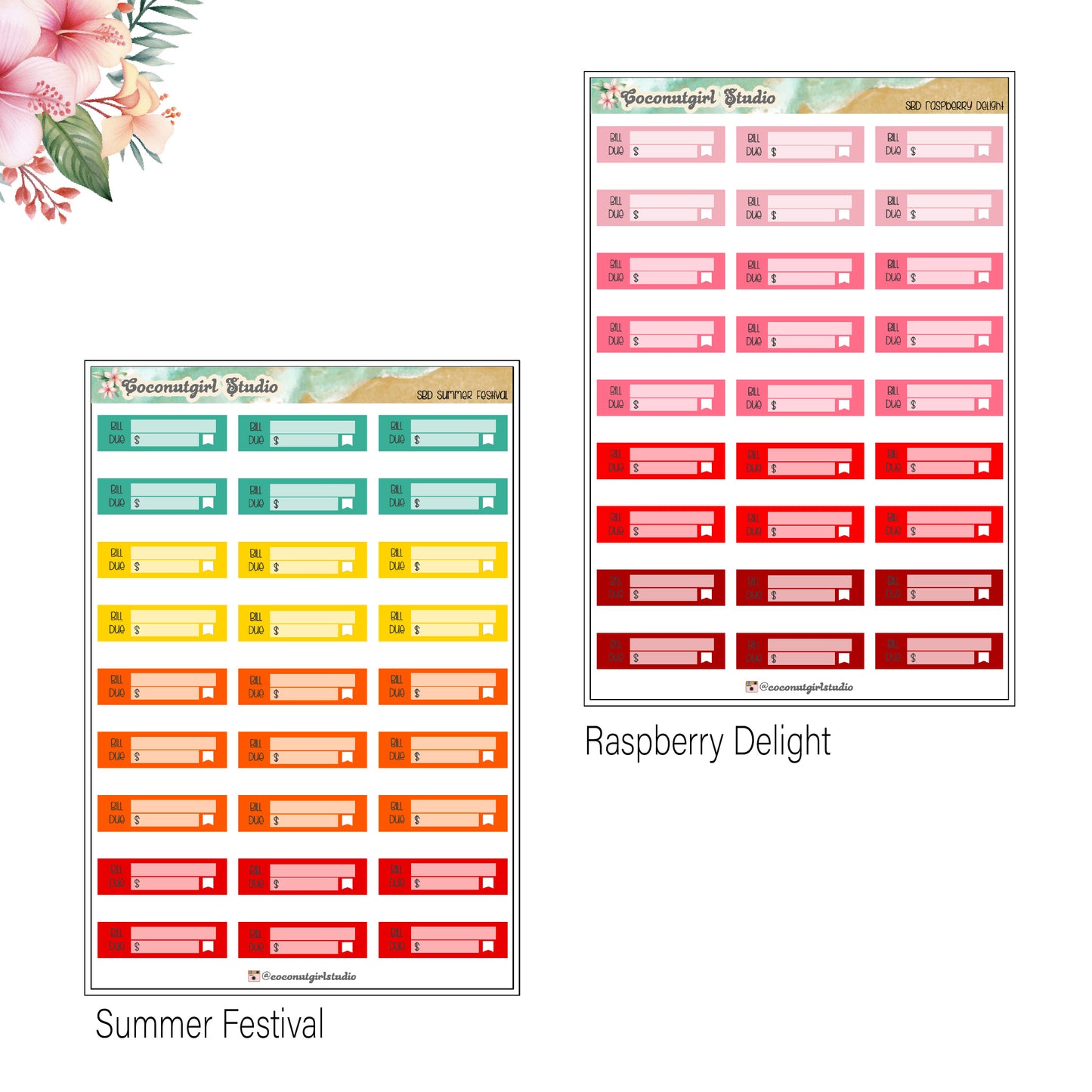 Simple Bill Due planner stickers Financial