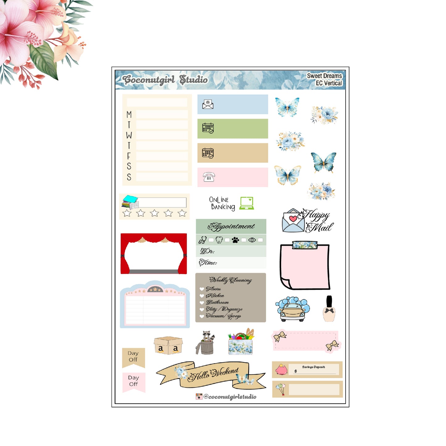 Sweet Dreams Weekly Kit pastel flowers