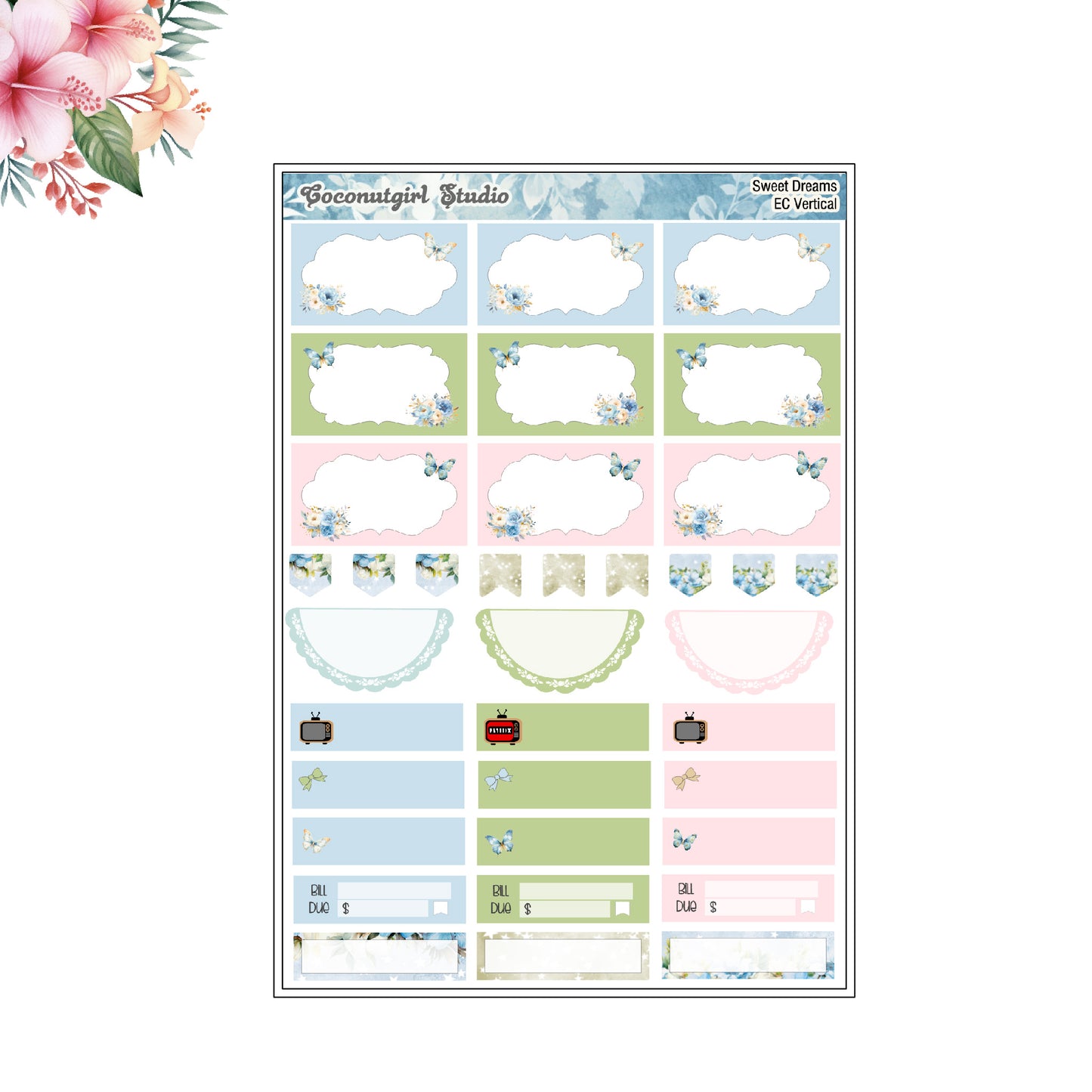 Sweet Dreams Weekly Kit pastel flowers