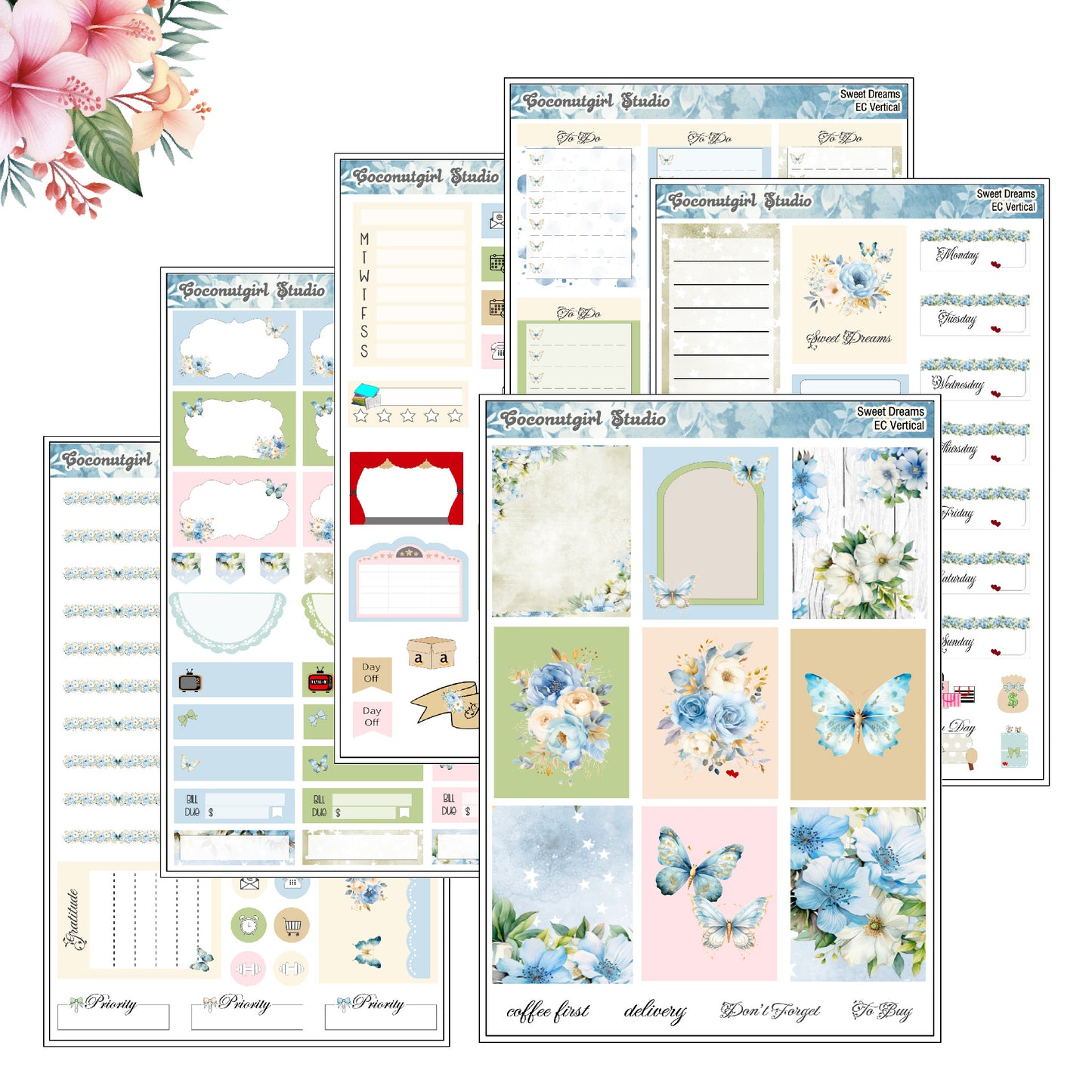 Sweet Dreams Weekly Kit pastel flowers