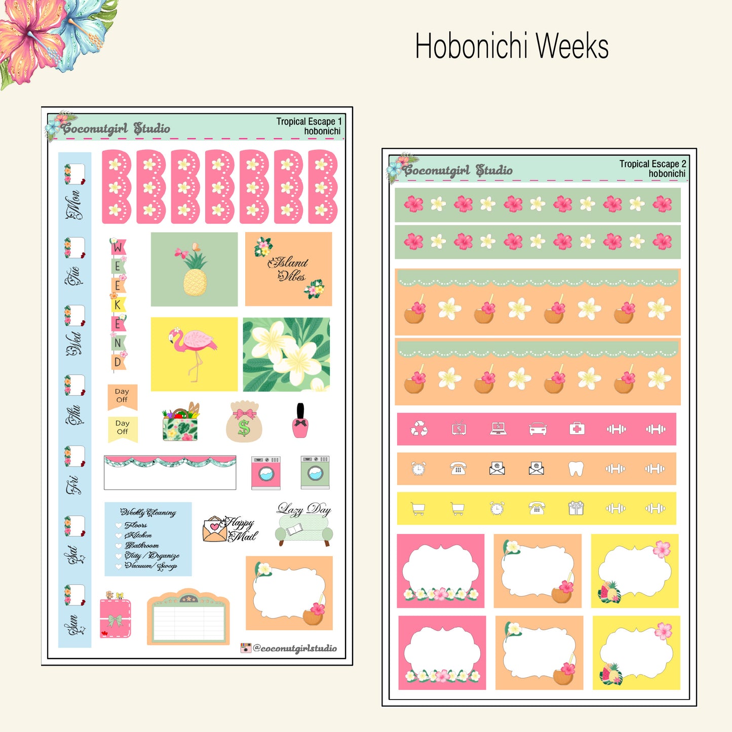 Tropical Escape Weekly Kit Hawaii Vacation Florals