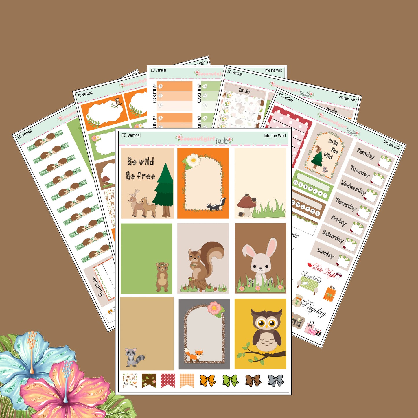 Into the Wild Hobonichi weeks Hobonichi cousin EC Vertical  Happy Planner forest animals