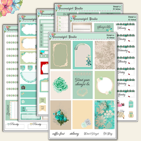 Shangri-La Teal Weekly Kit lace pearls shells gems hobonichi weeks hobonichi cousin