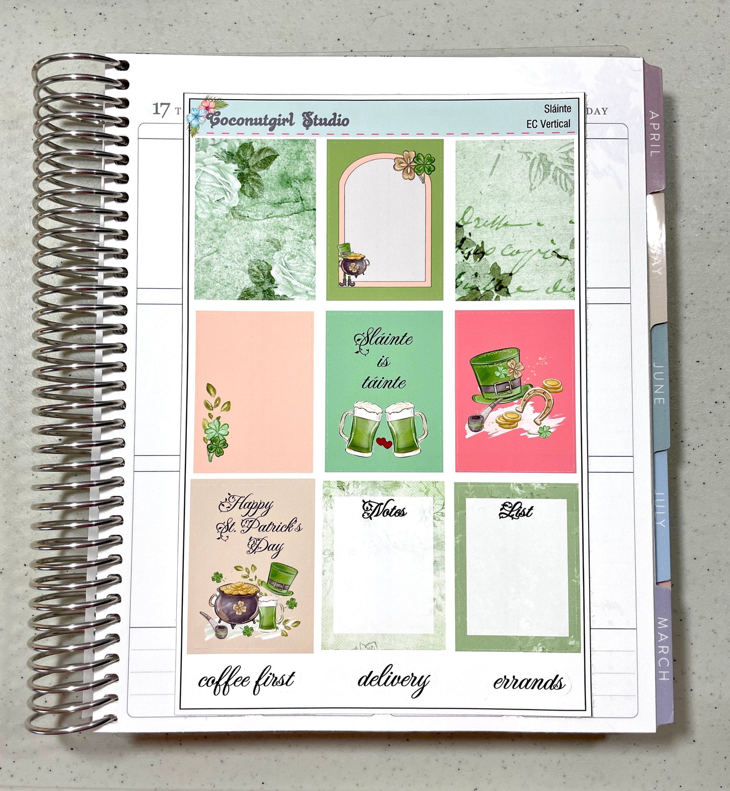 Sláinte Weekly Kit St. Patrick's Day planner stickers