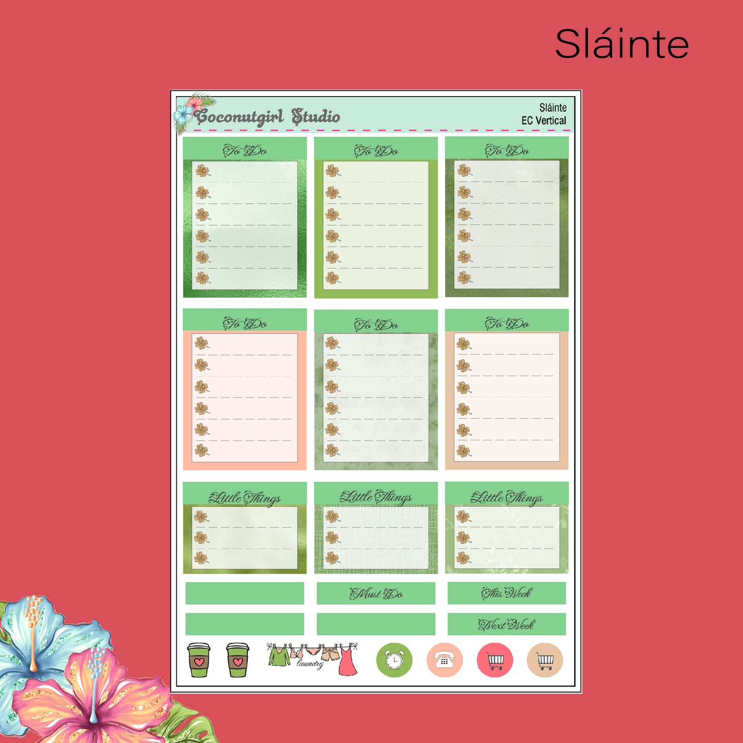 Sláinte Weekly Kit St. Patrick's Day planner stickers