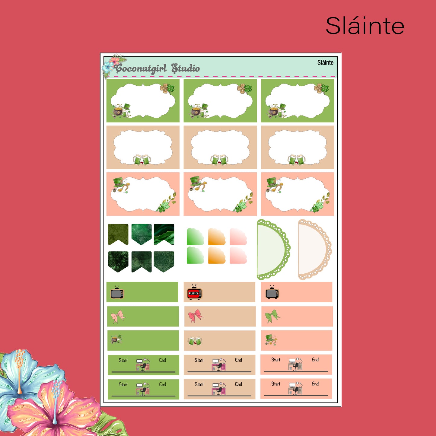 Sláinte Weekly Kit St. Patrick's Day planner stickers