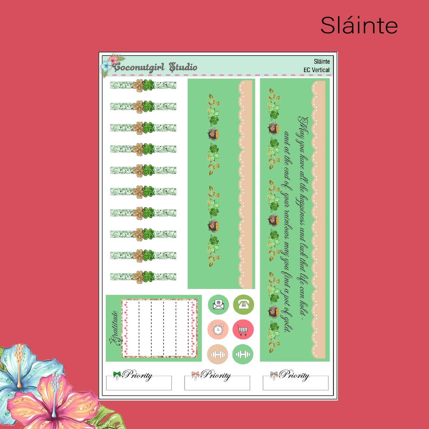 Sláinte Weekly Kit St. Patrick's Day planner stickers