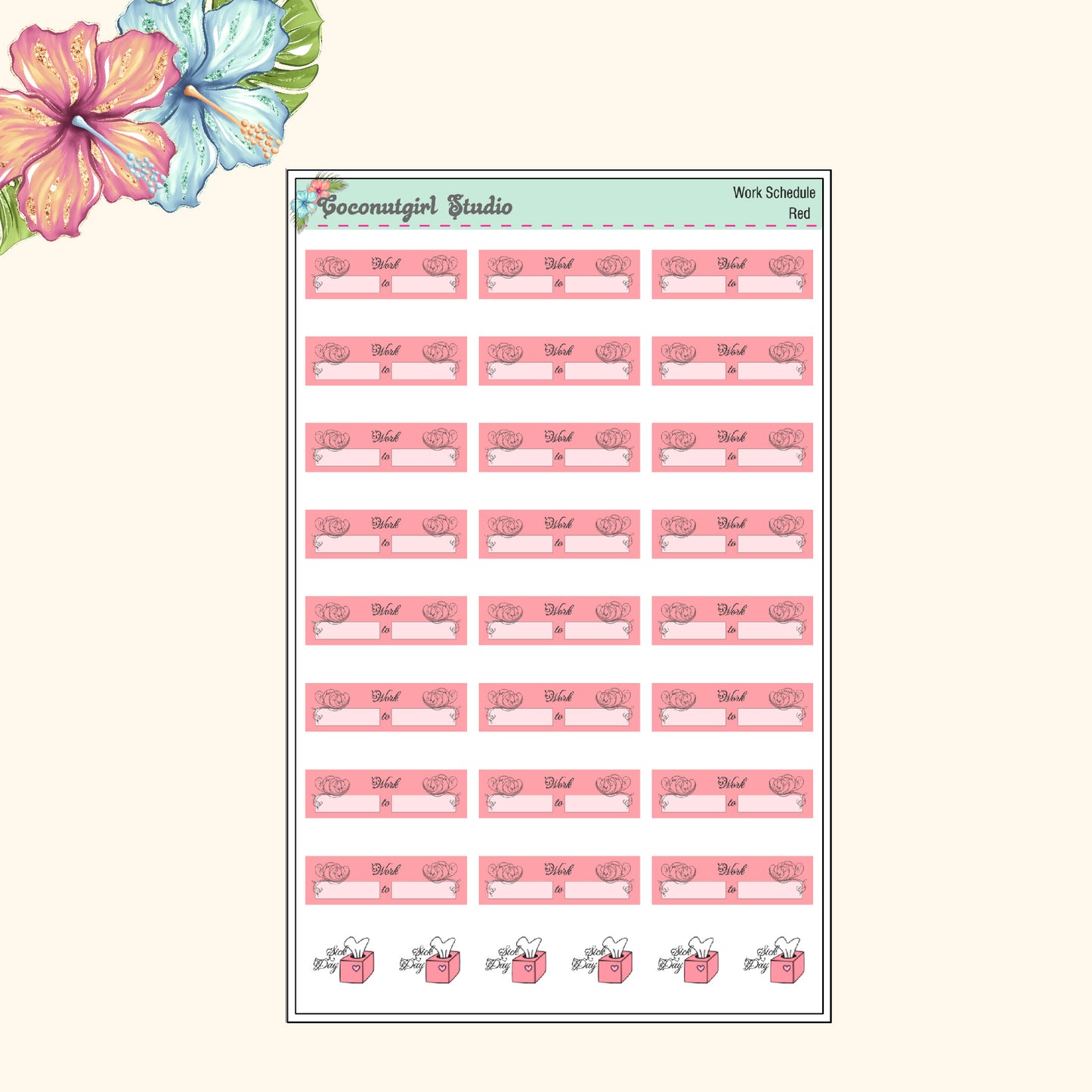 Work Schedule Planner Stickers