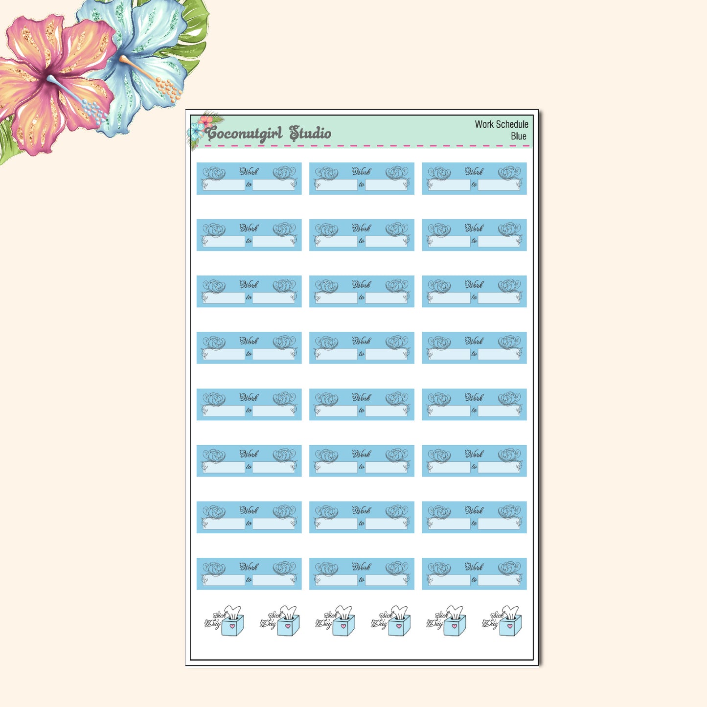 Work Schedule Planner Stickers