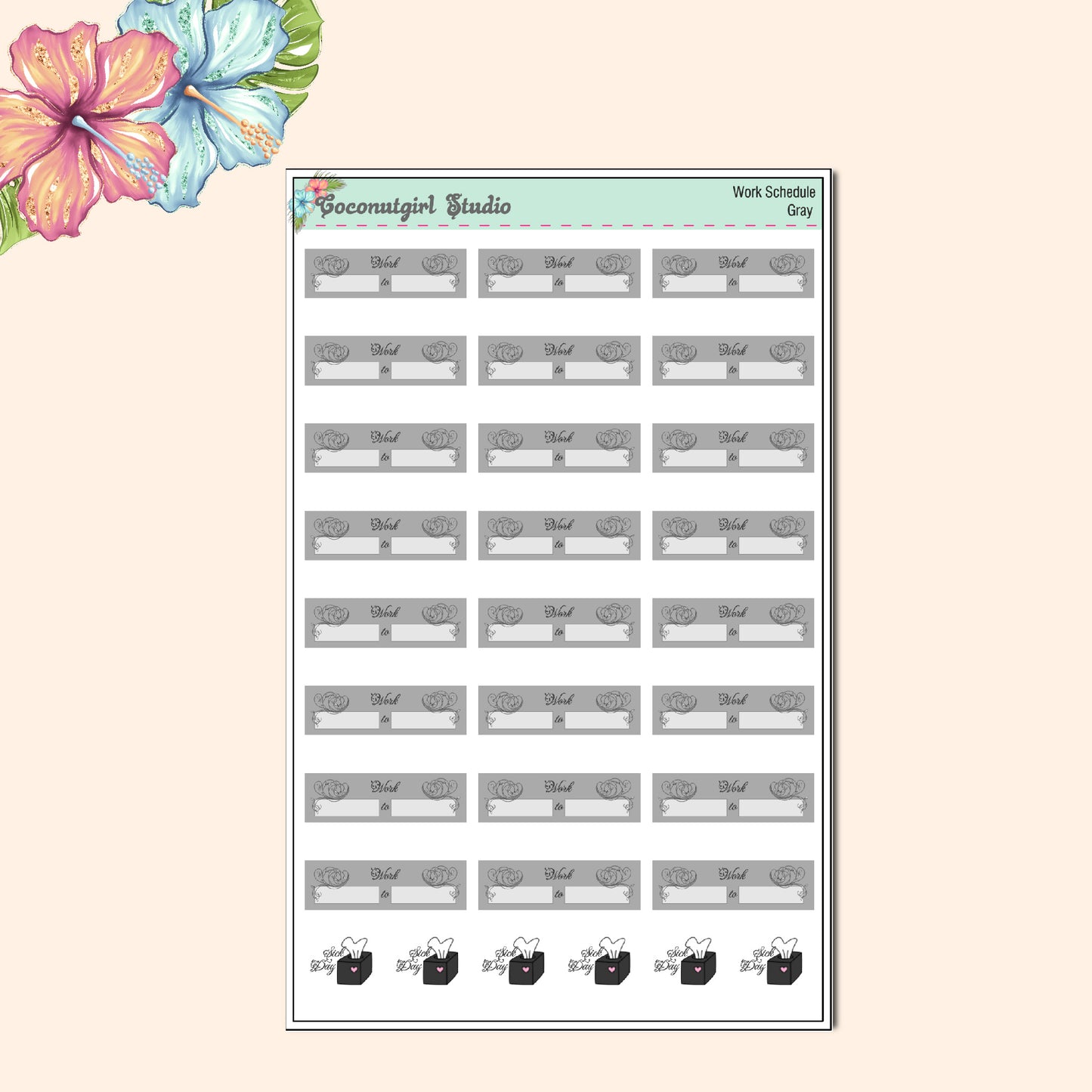 Work Schedule Planner Stickers