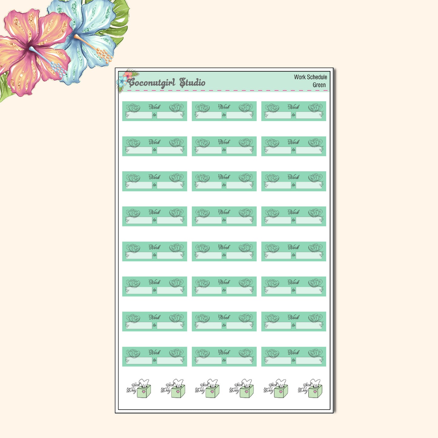 Work Schedule Planner Stickers