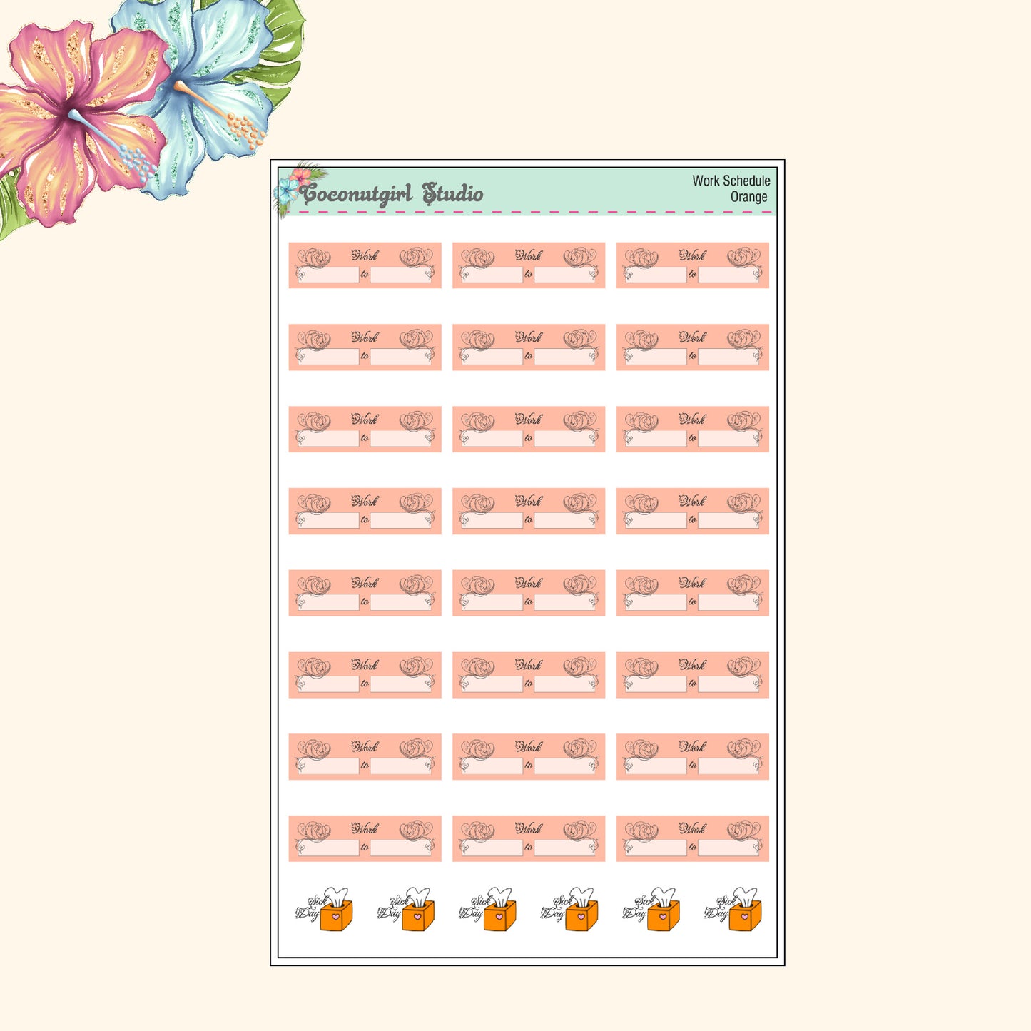 Work Schedule Planner Stickers